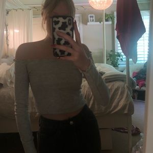 Brandy Melville grey off the shoulders top